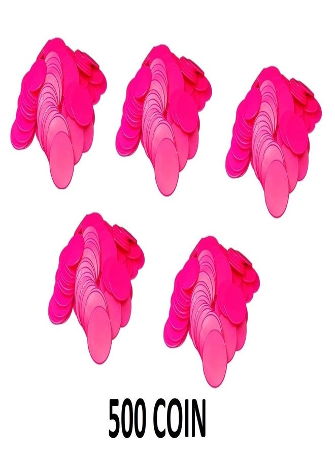 موريل عملة معدنية دائرية عادية من موريل، مصنوعة من البلاستيك، مناسبة للمتاجر، والألعاب، والمحلات التجارية، والكازينوهات، والمدارس، وغيرها. (500 عملة، لون وردي، قطر 31 مم) - Image 2